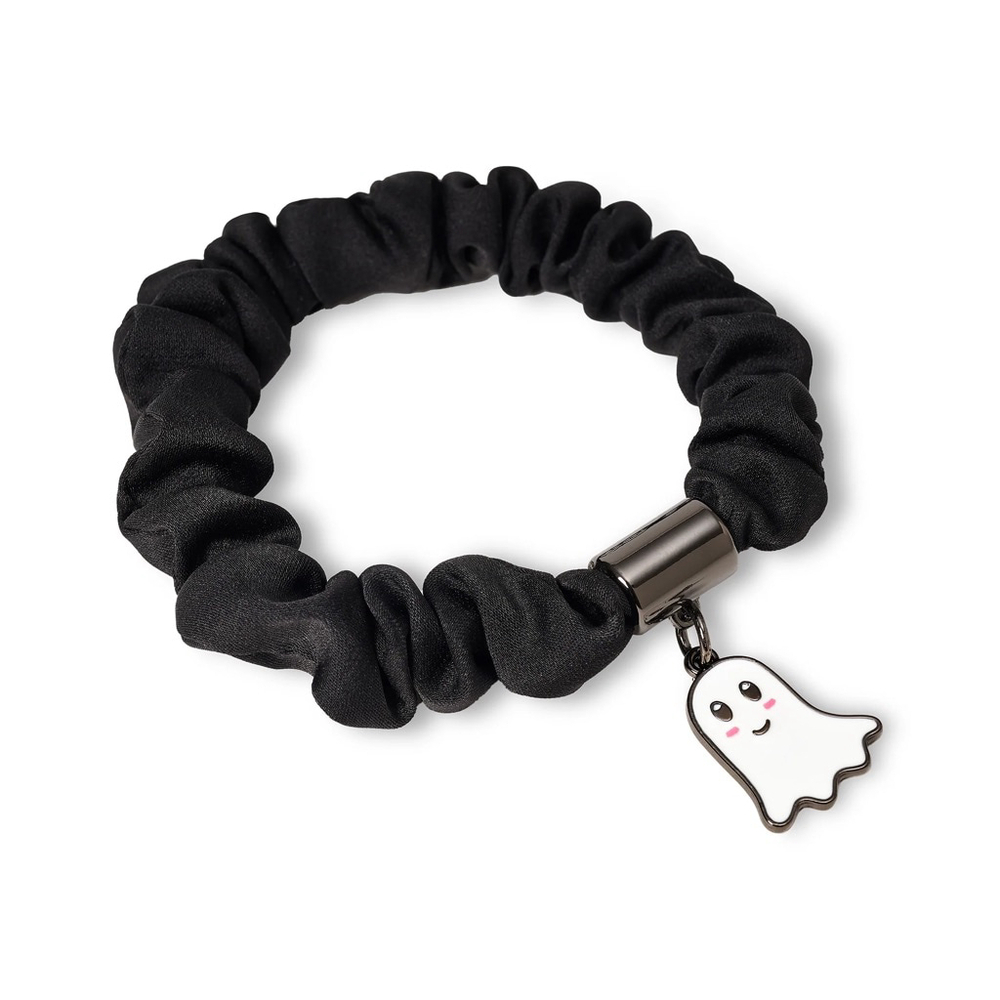 Black Scrunchie with Ghost Charm Halloween NWT